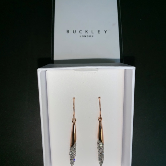 Buckley London - Edgware Pave Drop Earrings Rose - Picture 3 of 6